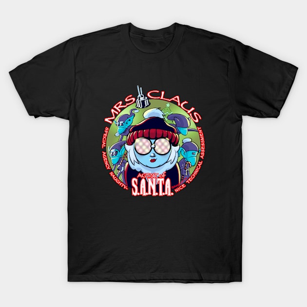 Mrs. Claus and the Agents Of SANTA! T-Shirt by AstronautInk